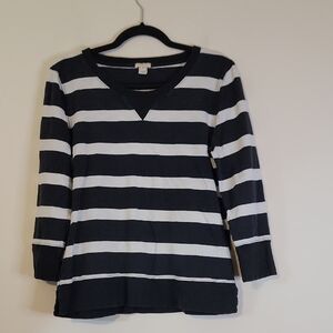 Black and White Striped Women's Top J. Crew